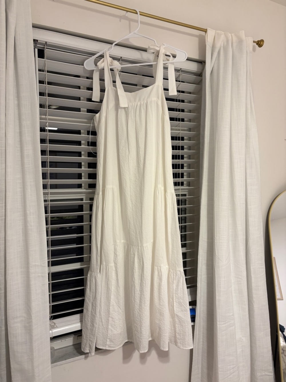 Haute Hippie Cream Tie-Shoulder Midi Dress